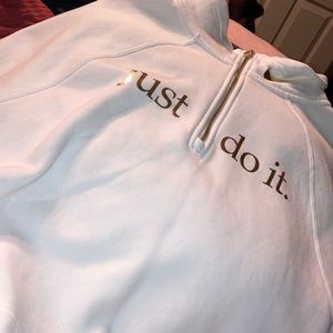 white nike 3 quarter crop zip up